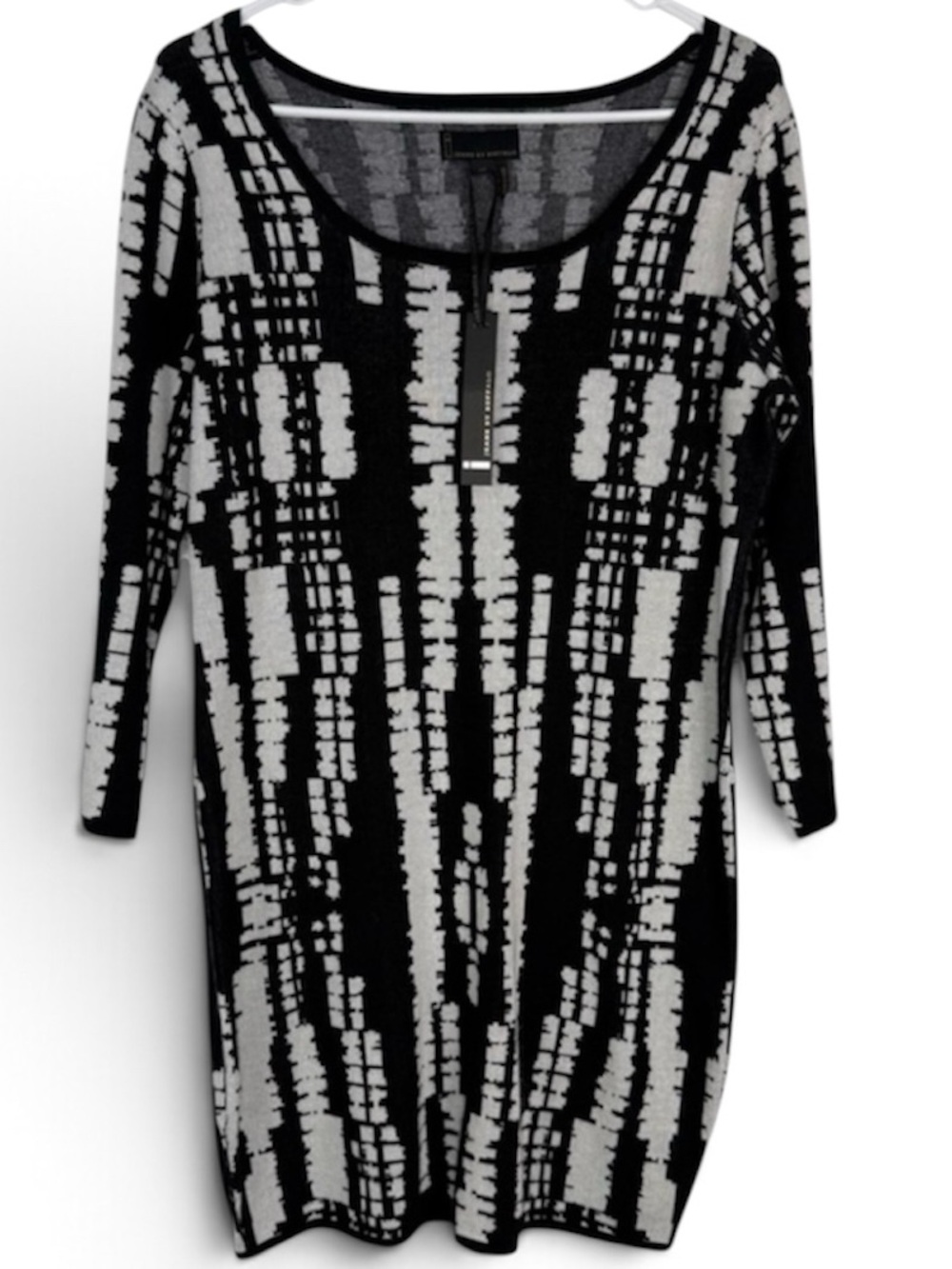 NWT i jeans by Buffalo Black and White Long Sleeve Knit Sweater Dress Size L